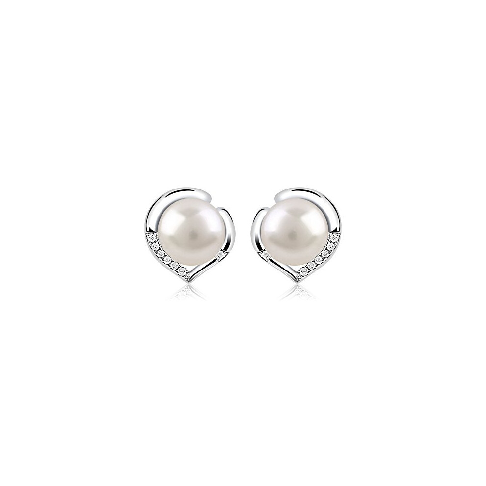 B.Catcher Pearl Earrings Freshwater 10mm Pearl Studs Earring Heart Set