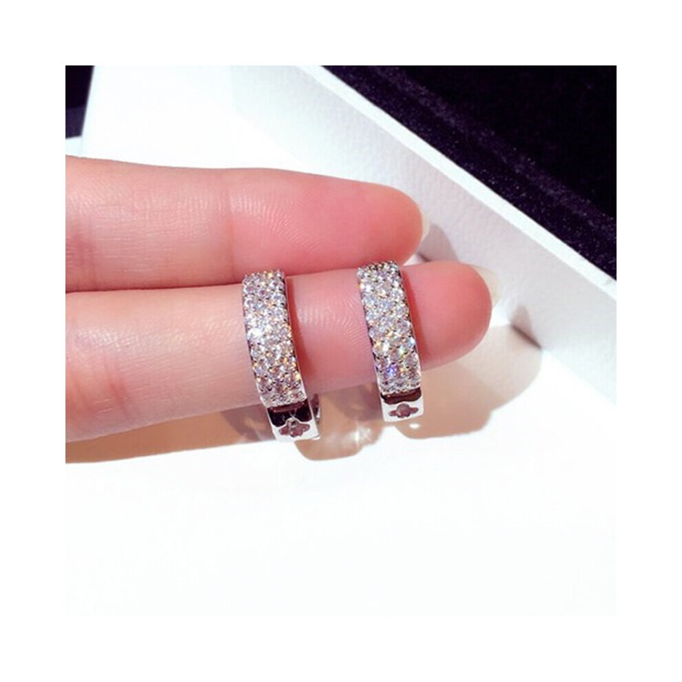 Bling Pave Zircon Earring for Women Charm High CZ Circle Earring Brincos Wedding Daily Jewelry Pendant