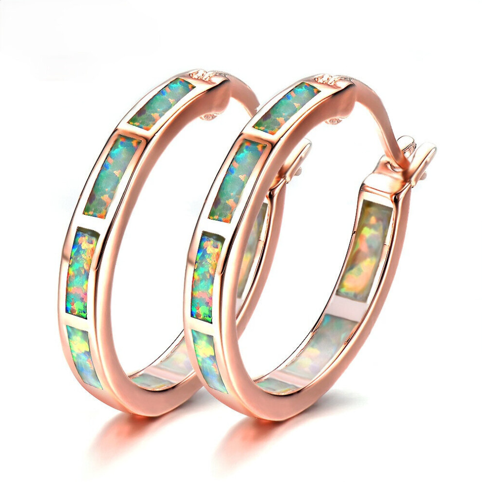 Boho 925 Sterling Silver Personality Fire Opal Earring Hoop Women Fine Jewelry Silver Circle Earrings - Image 3