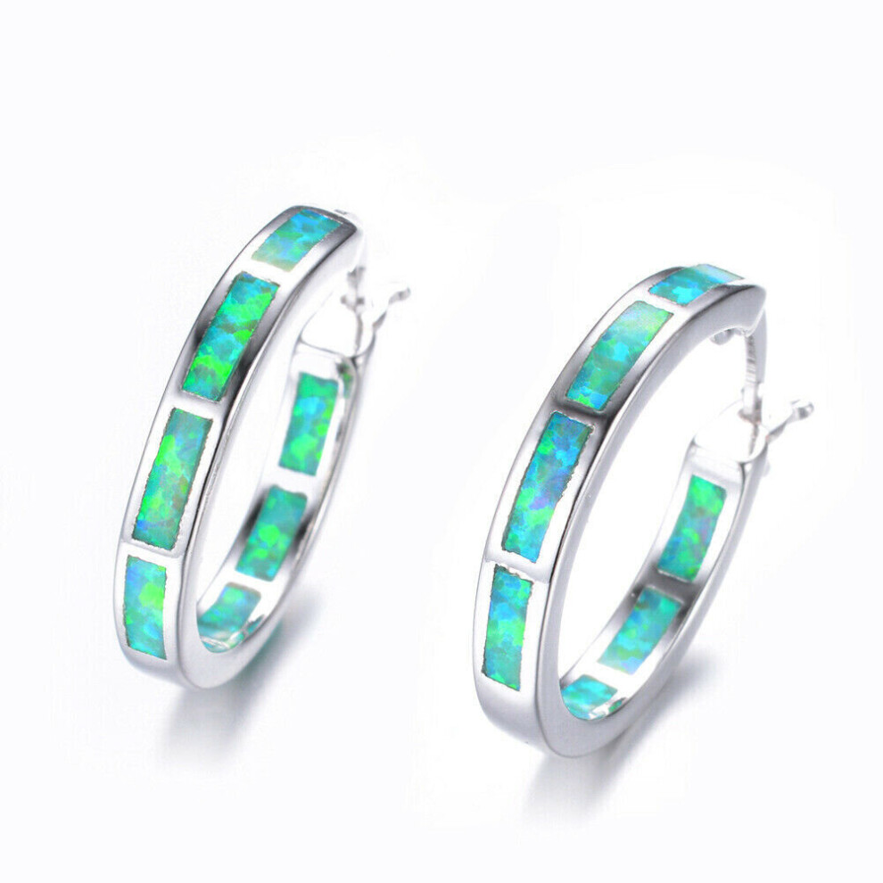 Boho 925 Sterling Silver Personality Fire Opal Earring Hoop Women Fine Jewelry Silver Circle Earrings - Image 5