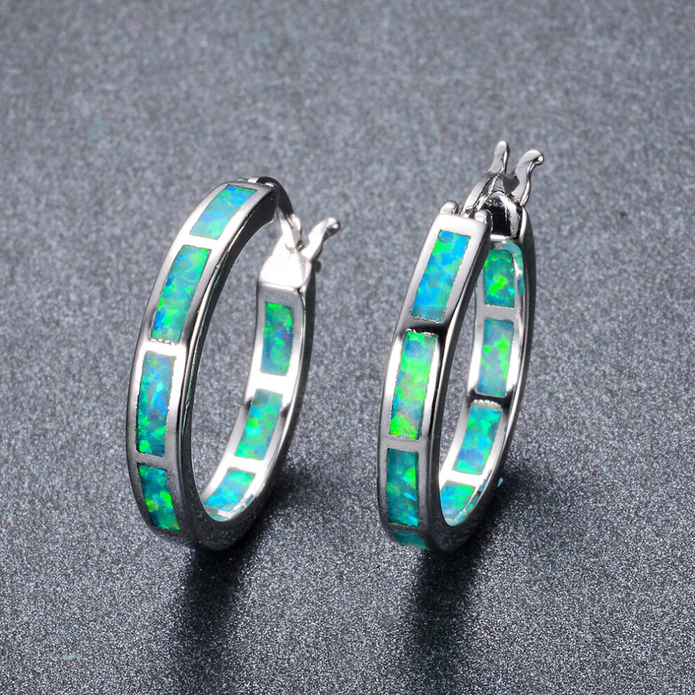 Boho 925 Sterling Silver Personality Fire Opal Earring Hoop Women Fine Jewelry Silver Circle Earrings - Image 7