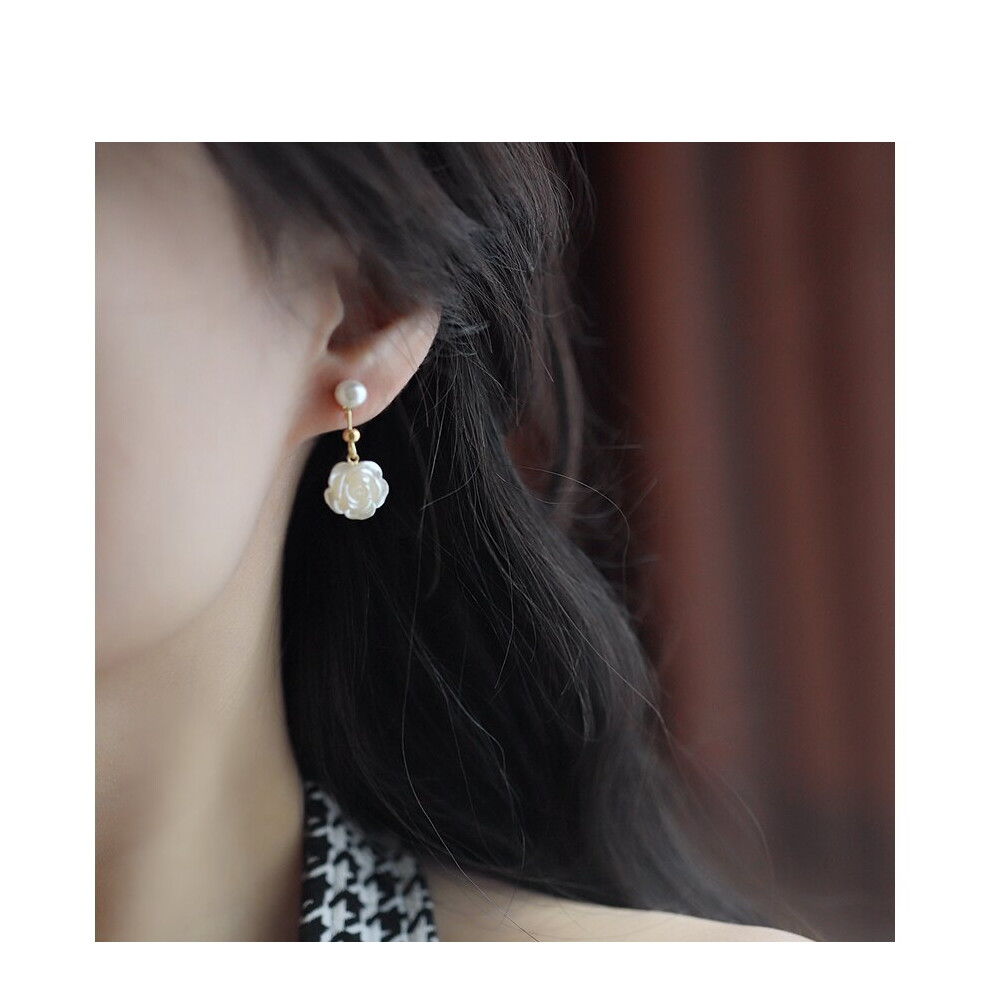 Camellia pearl earrings niche design sense of senior earrings - Image 3