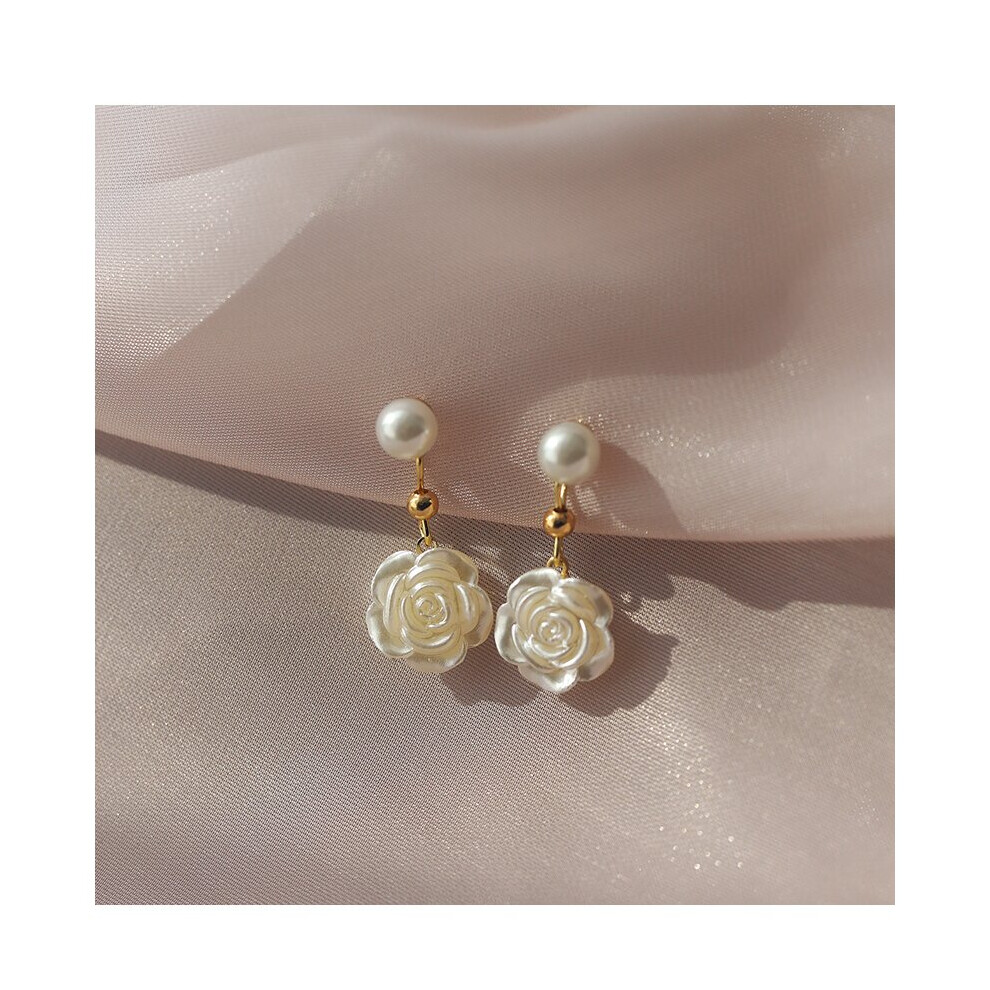 Camellia pearl earrings niche design sense of senior earrings - Image 7