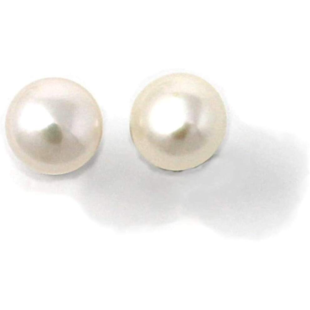 Catherine's C O L L E C T I O N White Pearl Earrings - Freshwater Cultured Button Shape Pearl Stud Earrings Pair - 9 ct Yellow Gold 6-6.5mm Butterfly - Image 4