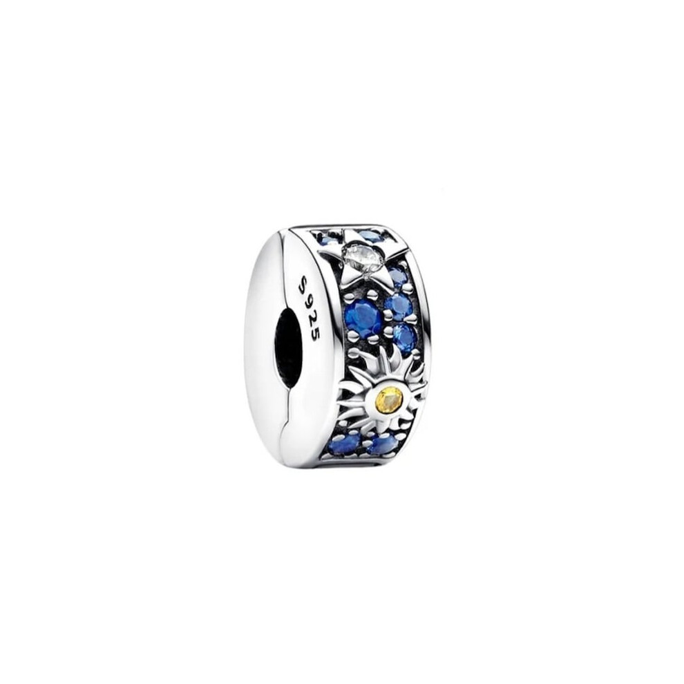 (celestial sun, star and moon clip) Clips sterling silver charm for pandora bracelet - Image 2