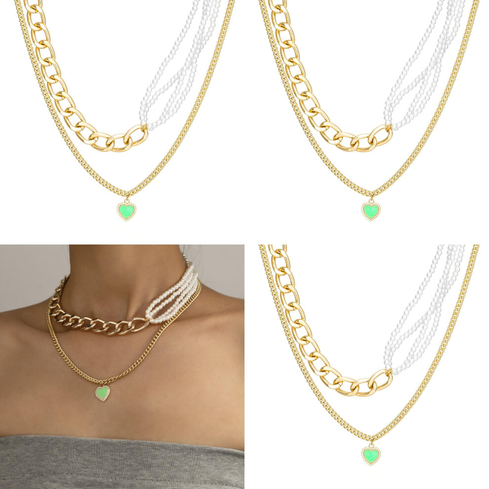 Chic And Elegant Multilayer Heart Shape Necklace Featuring Unique Pearl Design - Image 3