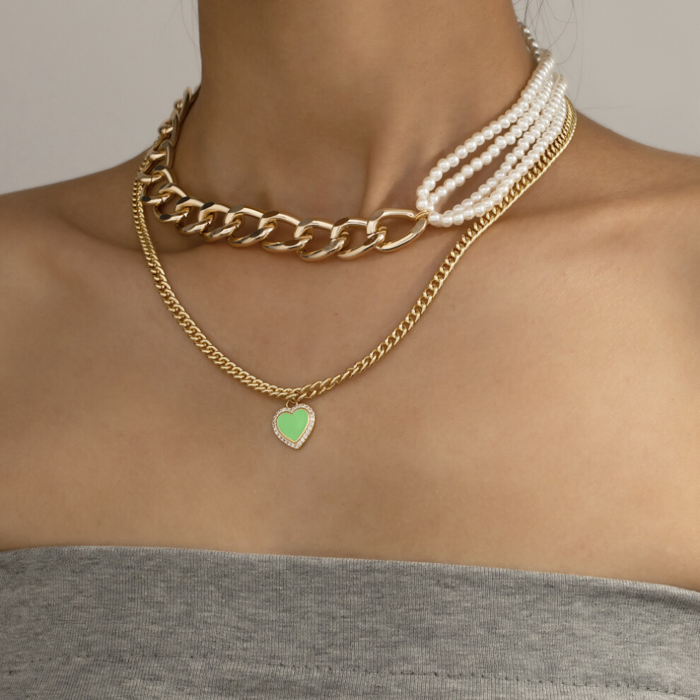 Chic And Elegant Multilayer Heart Shape Necklace Featuring Unique Pearl Design - Image 4