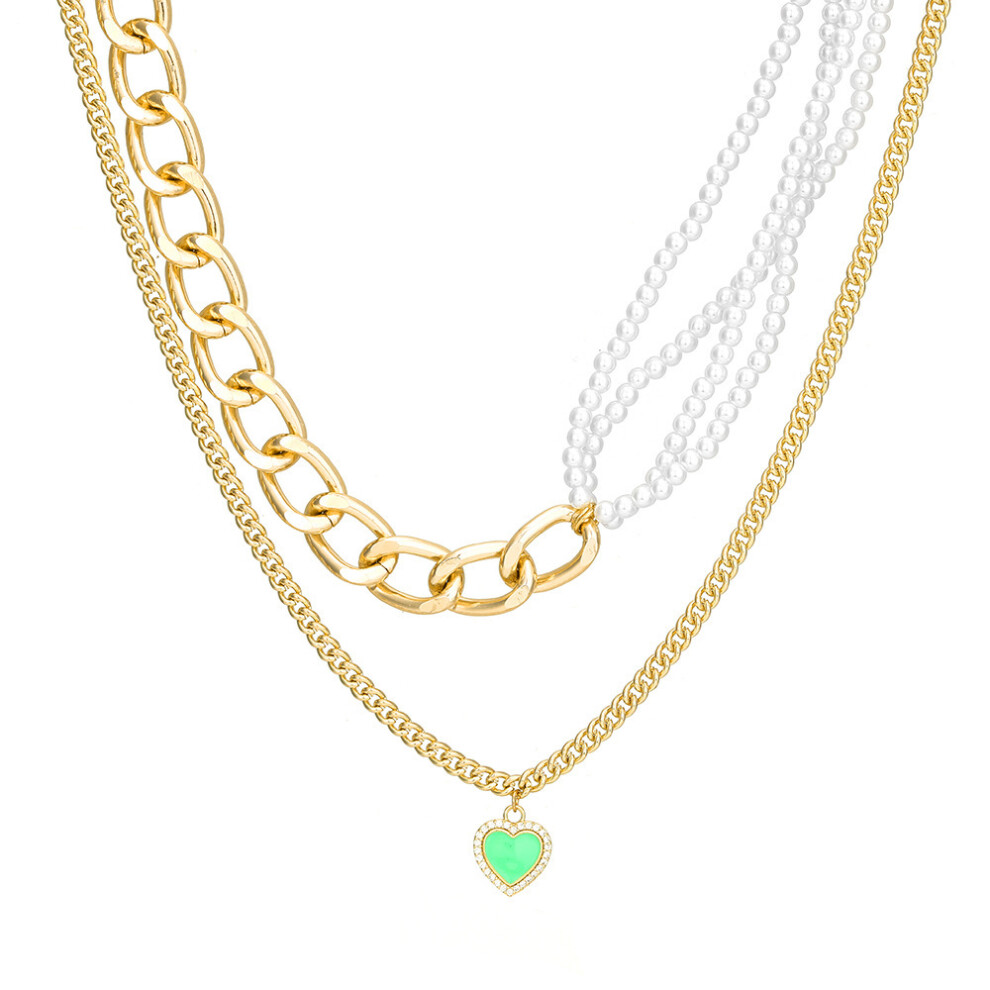 Chic And Elegant Multilayer Heart Shape Necklace Featuring Unique Pearl Design
