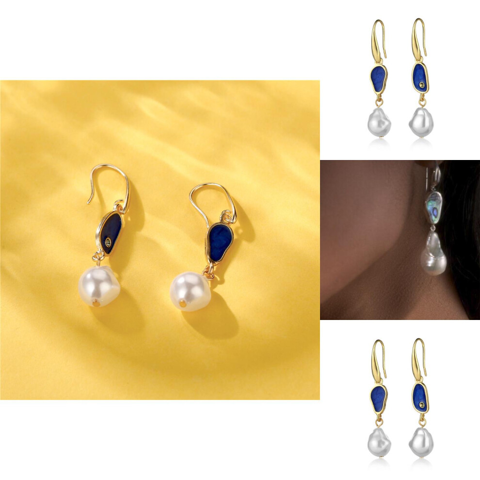 Chic Drop Oil Pearl Earrings Geometric Shape Ideal For Fashionable Occasions - Image 3