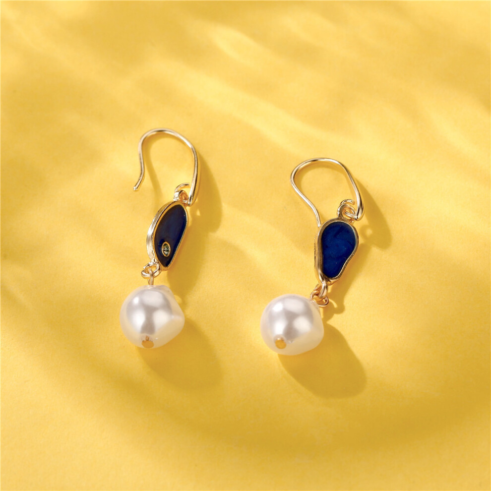 Chic Drop Oil Pearl Earrings Geometric Shape Ideal For Fashionable Occasions - Image 5