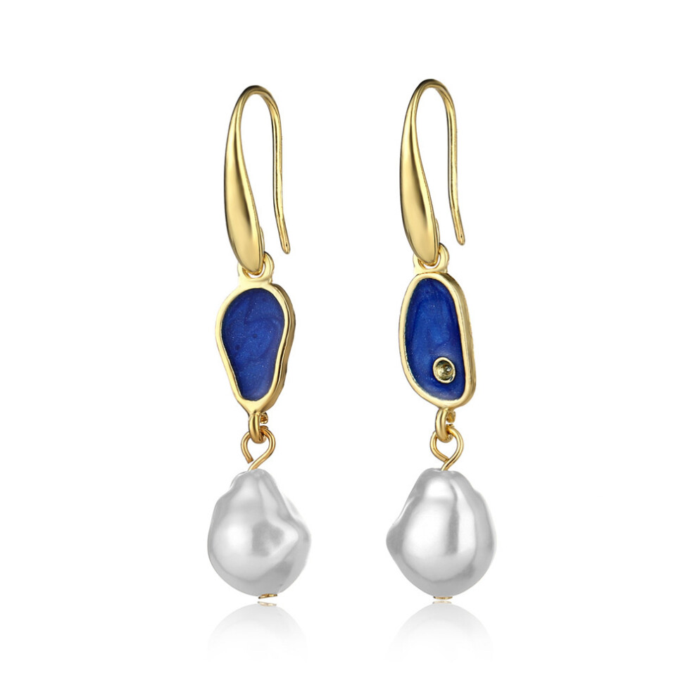 Chic Drop Oil Pearl Earrings Geometric Shape Ideal For Fashionable Occasions
