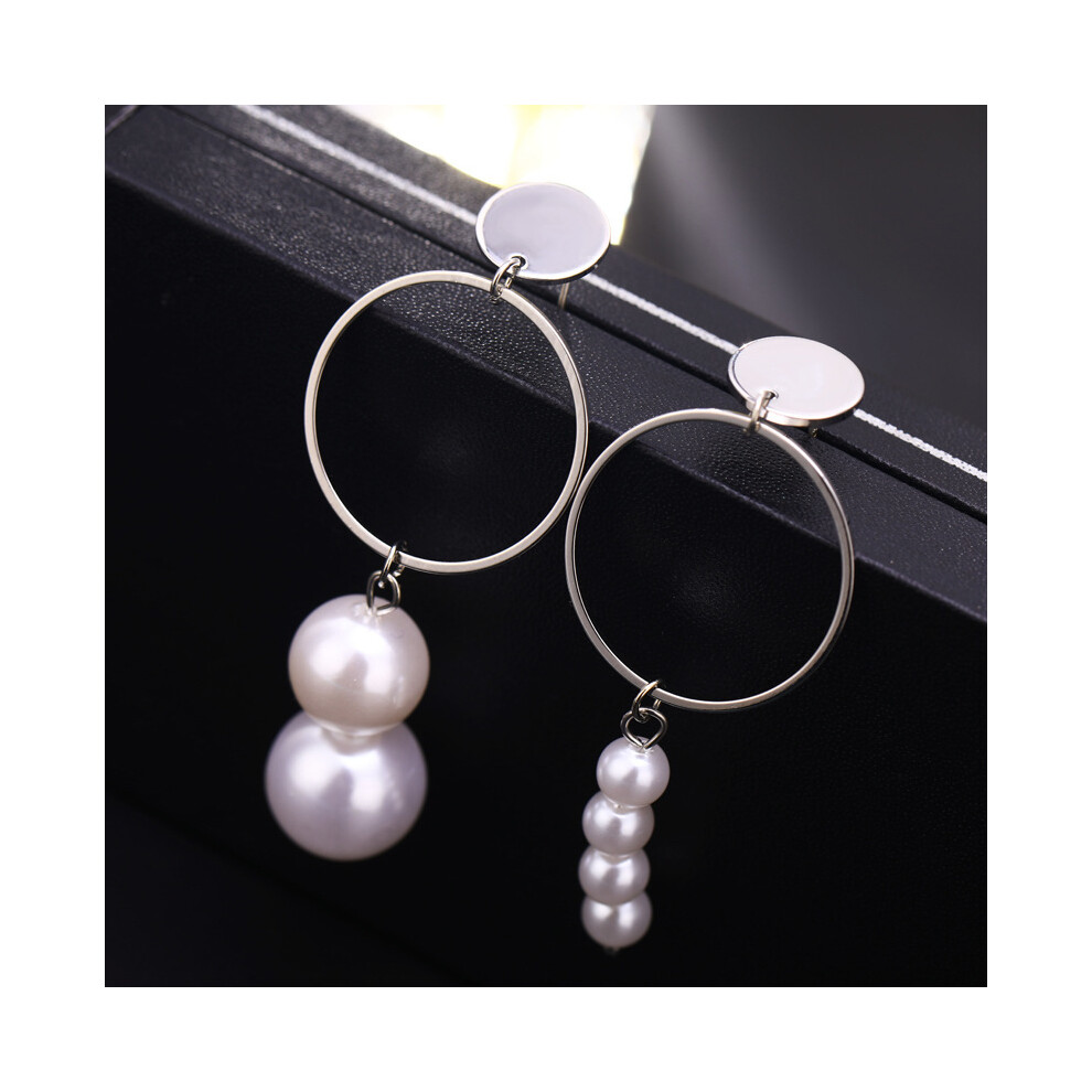 Chic Geometric Pearl Earrings Trendy Asymmetrical Design Perfect For Gifts - Image 5