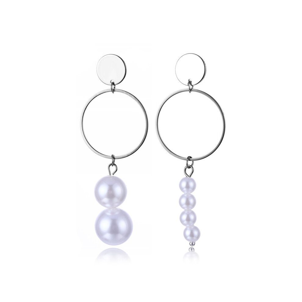 Chic Geometric Pearl Earrings Trendy Asymmetrical Design Perfect For Gifts