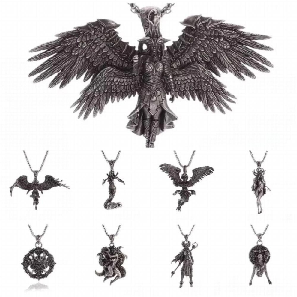 Classic Succubus Pendant Necklace for Men Women Gothic Punk Accessories Vintage Silver Angel Figure Pendants Jewelry - Image 2