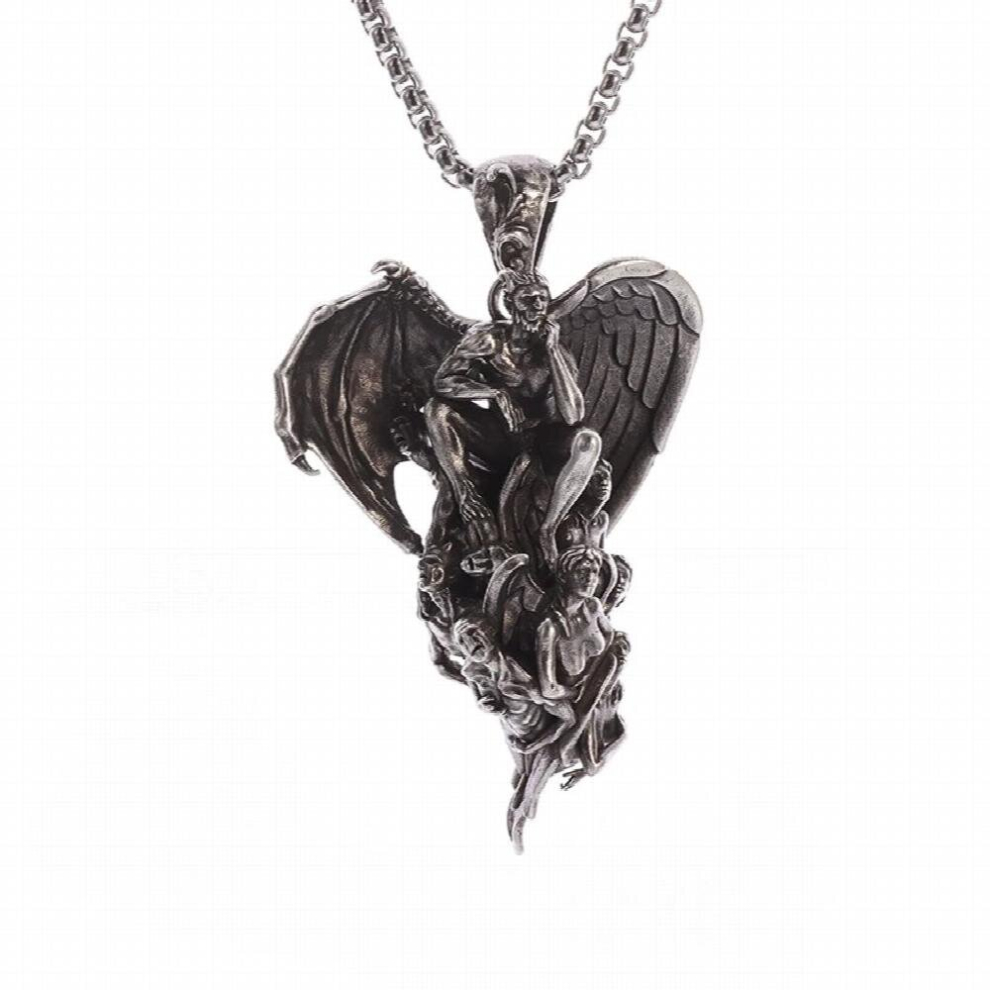 Classic Succubus Pendant Necklace for Men Women Gothic Punk Accessories Vintage Silver Angel Figure Pendants Jewelry - Image 6
