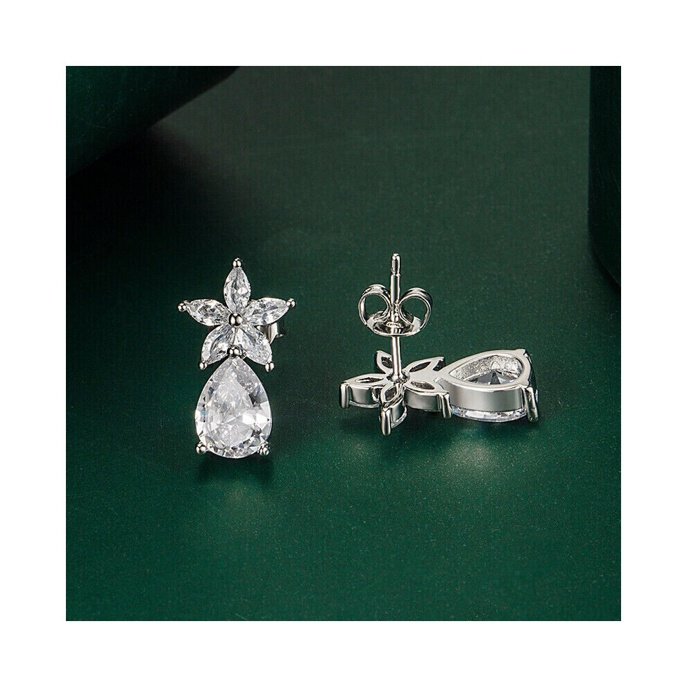 (Clear) Silver Cubic Zirconia Stud Earrings for Women - Image 3