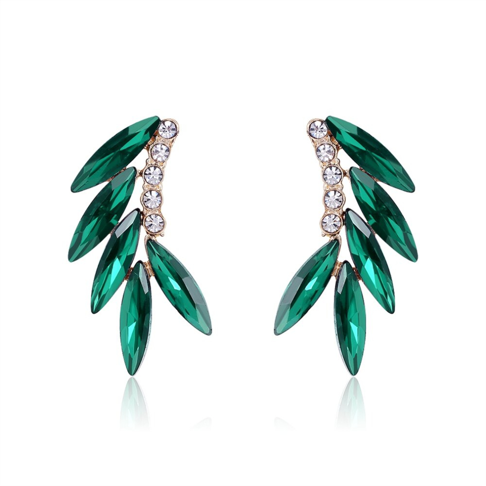 Crystal Vintage Alloy Earrings Geometric Semicircular Arc Earrings for Women Style Blue - Image 2