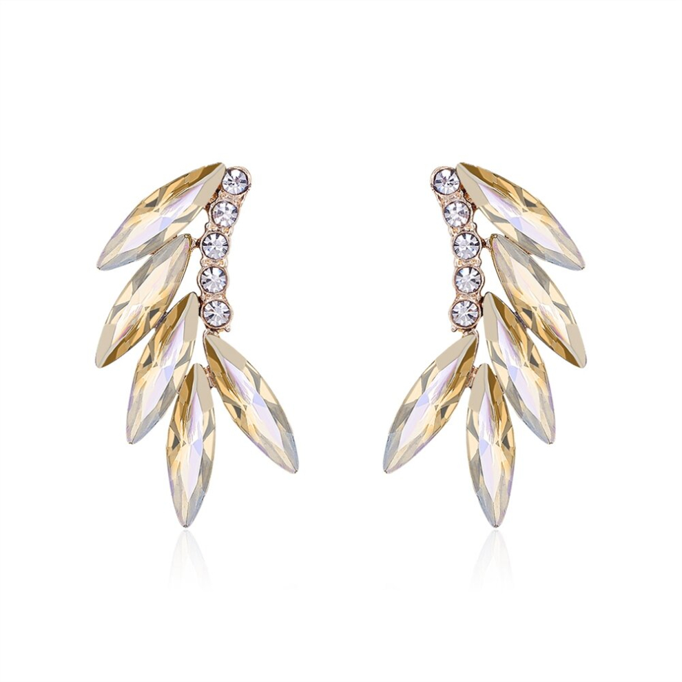 Crystal Vintage Alloy Earrings Geometric Semicircular Arc Earrings for Women Style Blue - Image 3