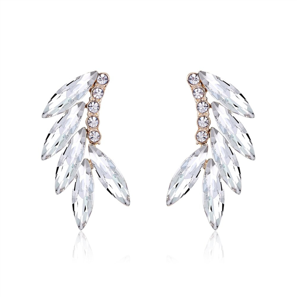 Crystal Vintage Alloy Earrings Geometric Semicircular Arc Earrings for Women Style Blue - Image 4