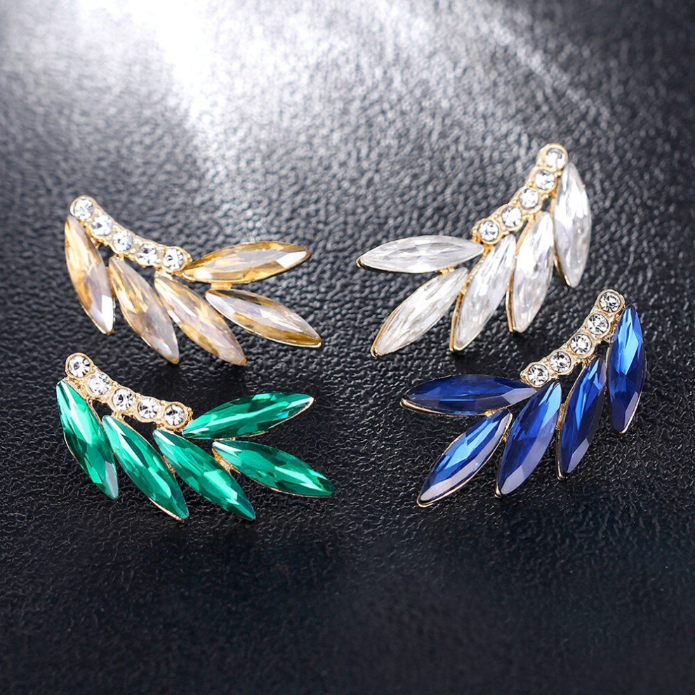 Crystal Vintage Alloy Earrings Geometric Semicircular Arc Earrings for Women Style Blue - Image 6