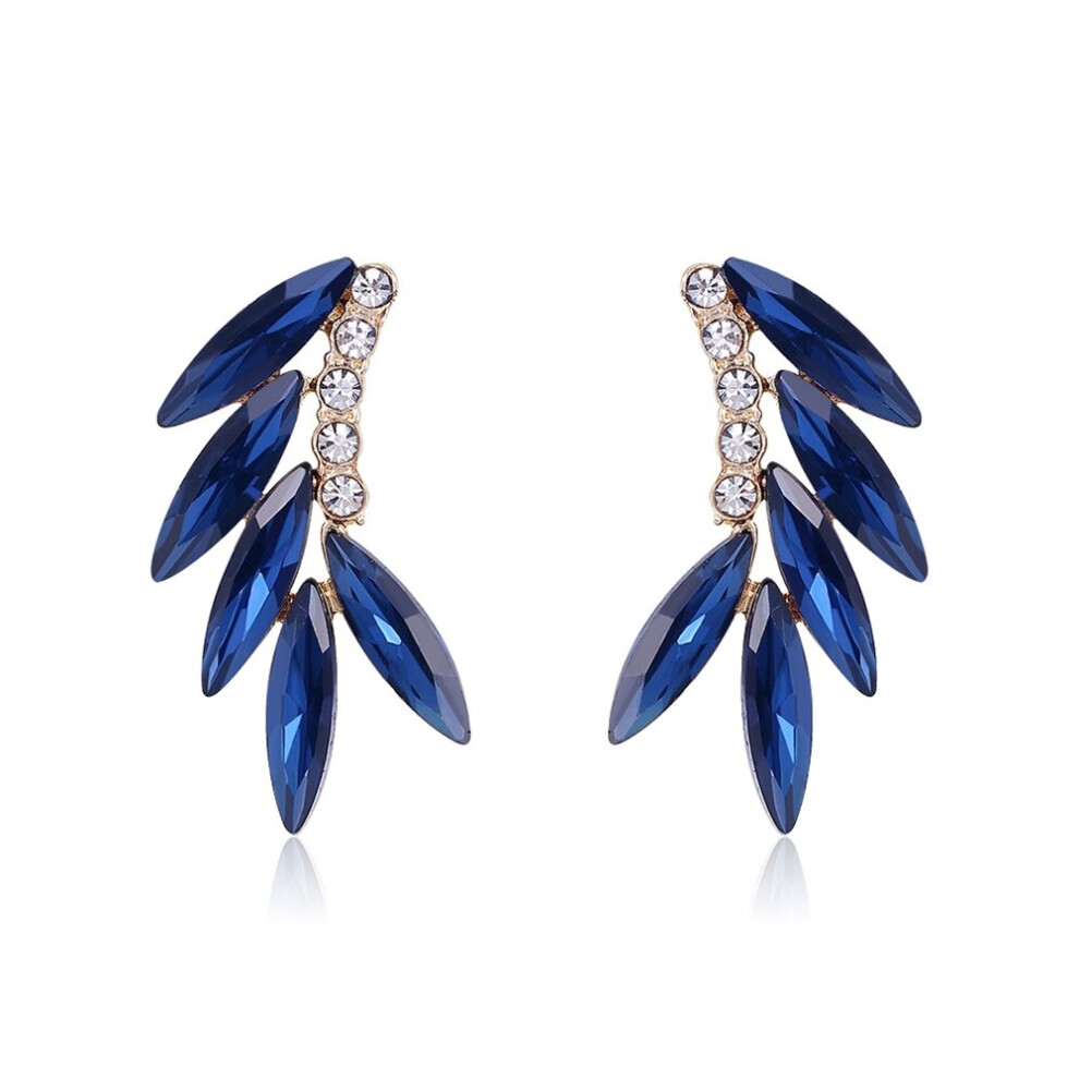 Crystal Vintage Alloy Earrings Geometric Semicircular Arc Earrings for Women Style Blue