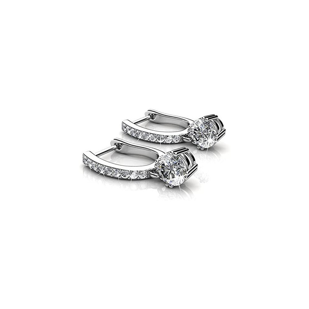 CZHONG-Hoop Loop Earrings for Women18K White Gold with Sparkling Element Crystal with Jewellery Box for Women Wife Mother Daughter(EU-DANGLEB) - Image 2