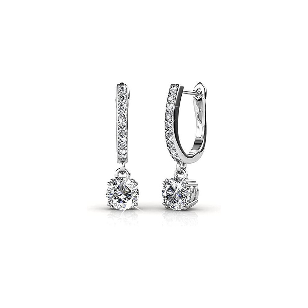 CZHONG-Hoop Loop Earrings for Women18K White Gold with Sparkling Element Crystal with Jewellery Box for Women Wife Mother Daughter(EU-DANGLEB)