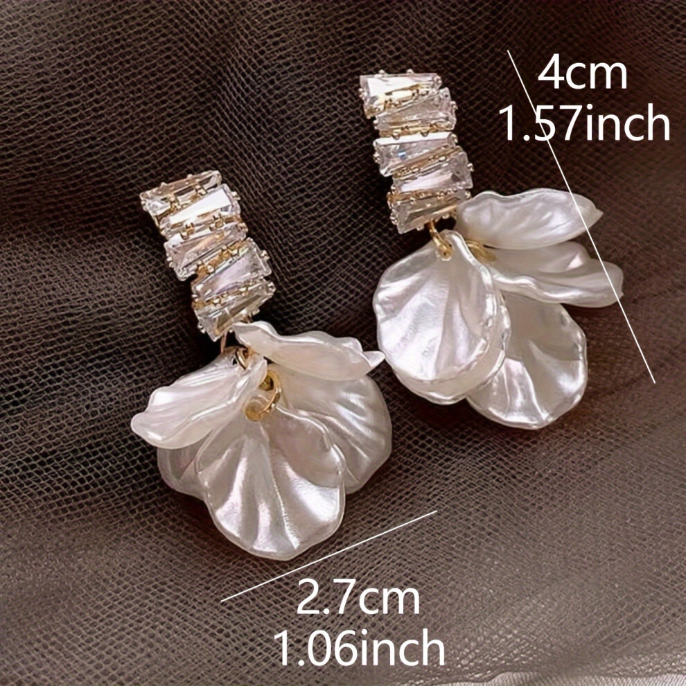 Dangle Earrings,Sparkling Flower Design Paved Shining Zirconia Symbol Of Beauty And Sweetness Match Daily Outfits Party Decor - Image 4