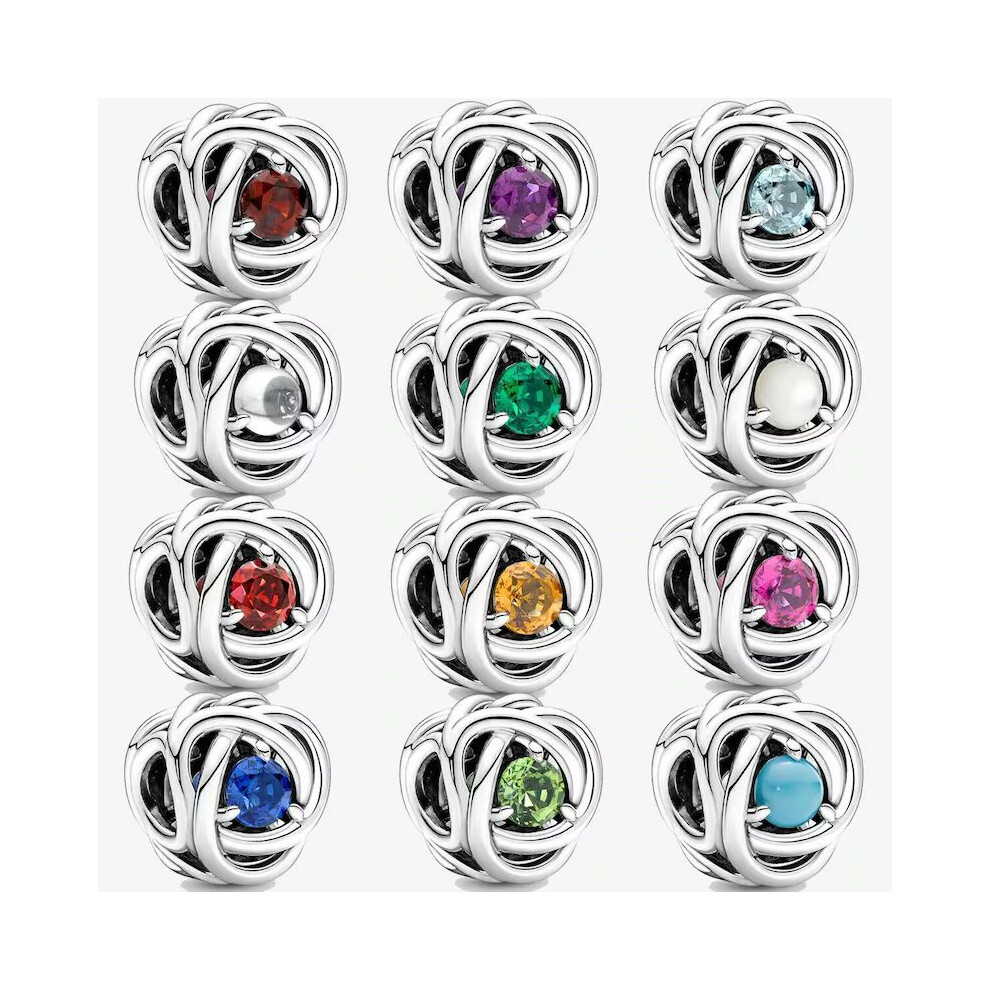 (December) Birthstone Eternity Circle Month January to December charm for Girls Genuine 925 Silver - Image 2