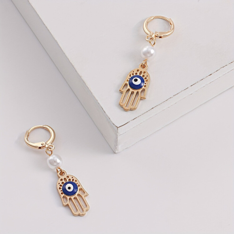 Devils Eye Palm & Pearl Earrings Female Creative Ear Jewelry - Image 7