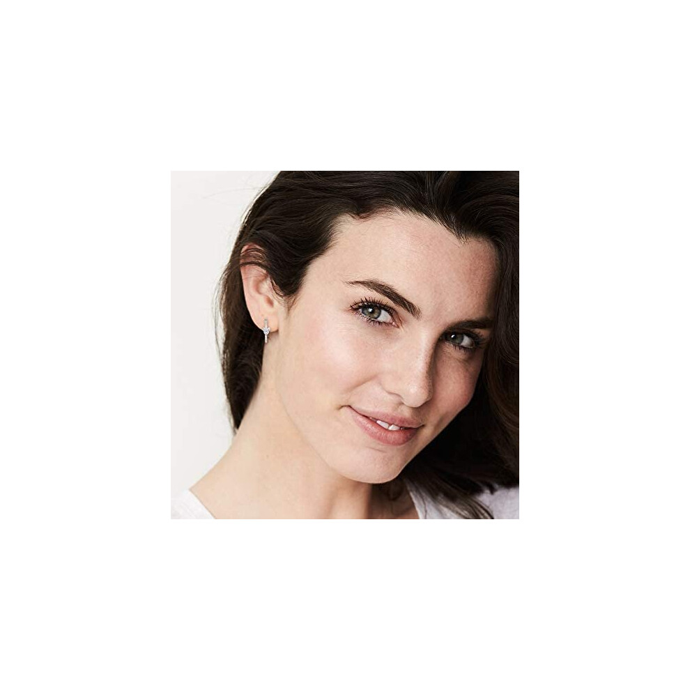 Disney Jewelry for Women Mickey or Minnie Mouse Sterling Silver Cubic Zirconia Hoop Earrings - Image 2