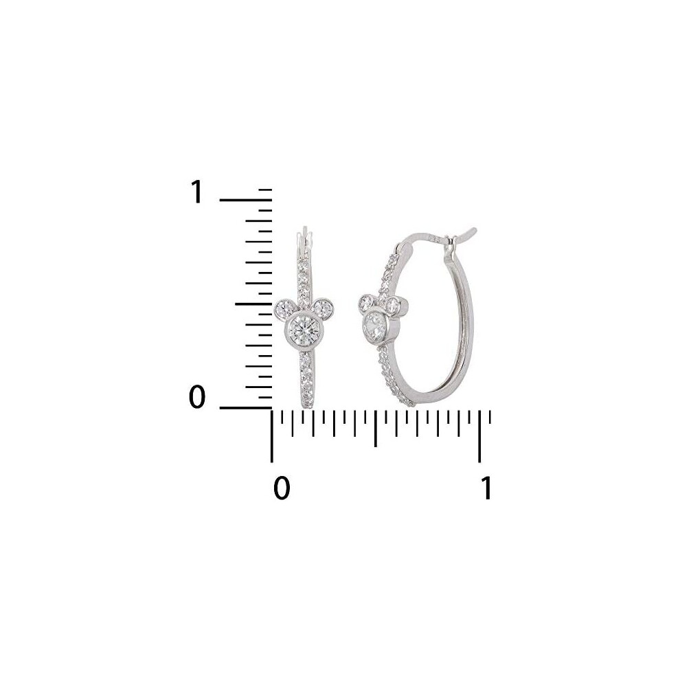 Disney Jewelry for Women Mickey or Minnie Mouse Sterling Silver Cubic Zirconia Hoop Earrings - Image 3