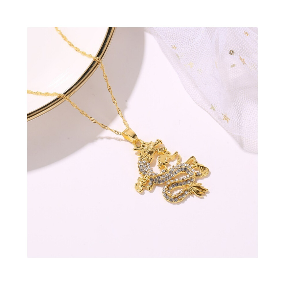 Dragon Pendant Necklaces for Women Men Gold Color Jewellery Zirconia Mascot Ornaments Lucky Symbol Gifts - Image 3