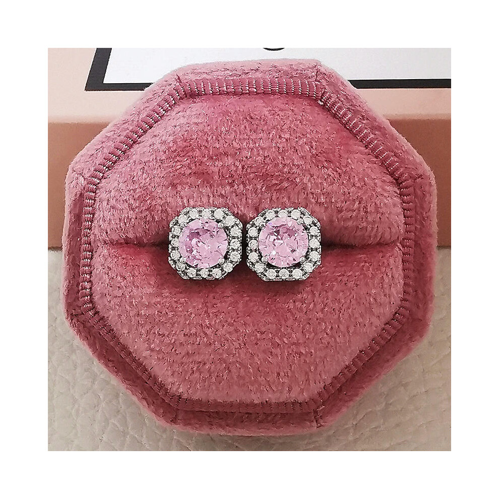 (e710-pink) 2023 New Arrivals Fashion Luxury silver color korean Zircon Stud Pink Earing Earrings For Women Girl Party Gift Jewelry Z7 - Image 6