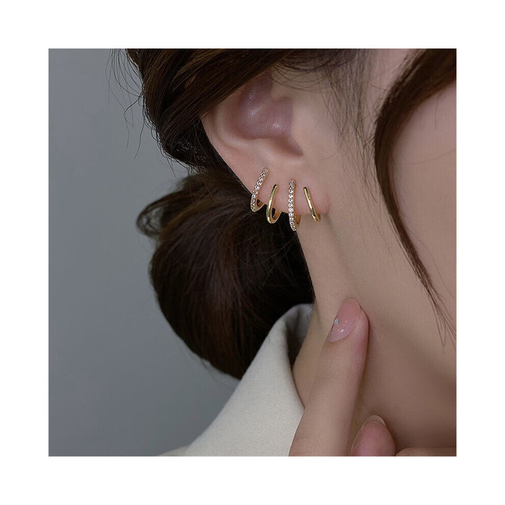 Earing Claw Ear Hook Clip Earrings for Women Four-Prong Setting Ear Earrings Jewelry Year Gift - Image 4