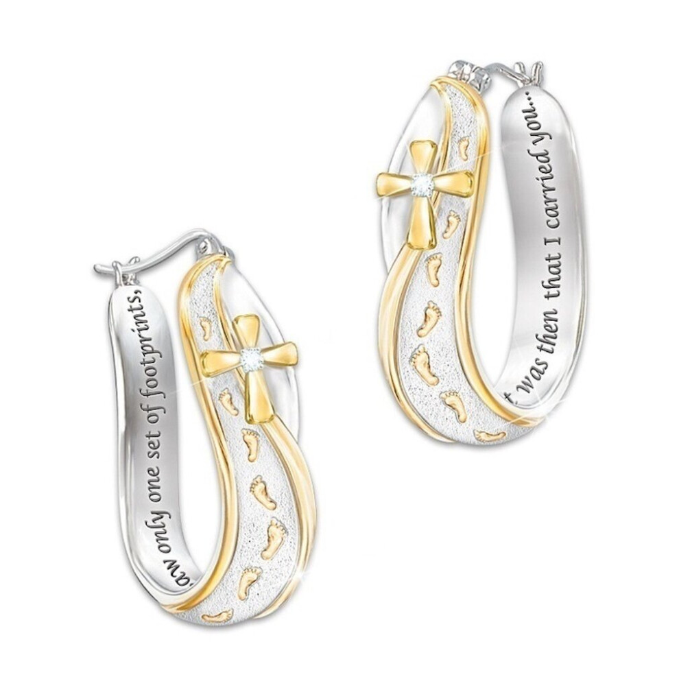 Earrings Footprints Round Frosted Cross Alloy Jewelry for Ceremony