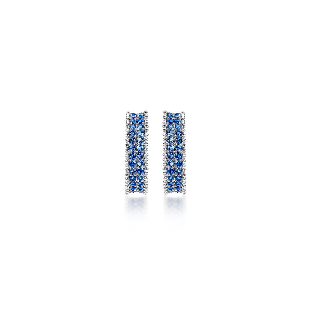 Elegant Curved Shape Blue Cubic Zirconia Crystal C Hoop Earrings - Image 3