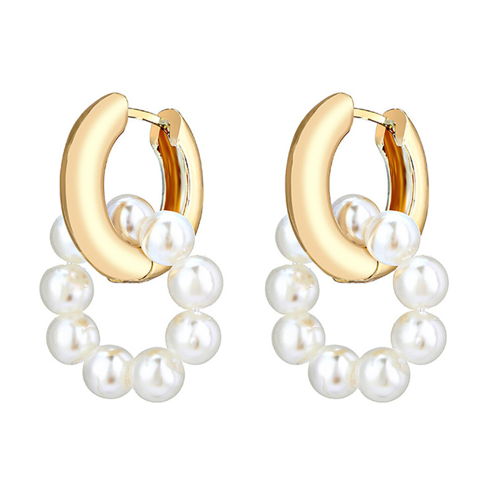 Elegant Dangle Pearl Earrings Modern Geometric Shape Perfect For Any Occasion - Image 3