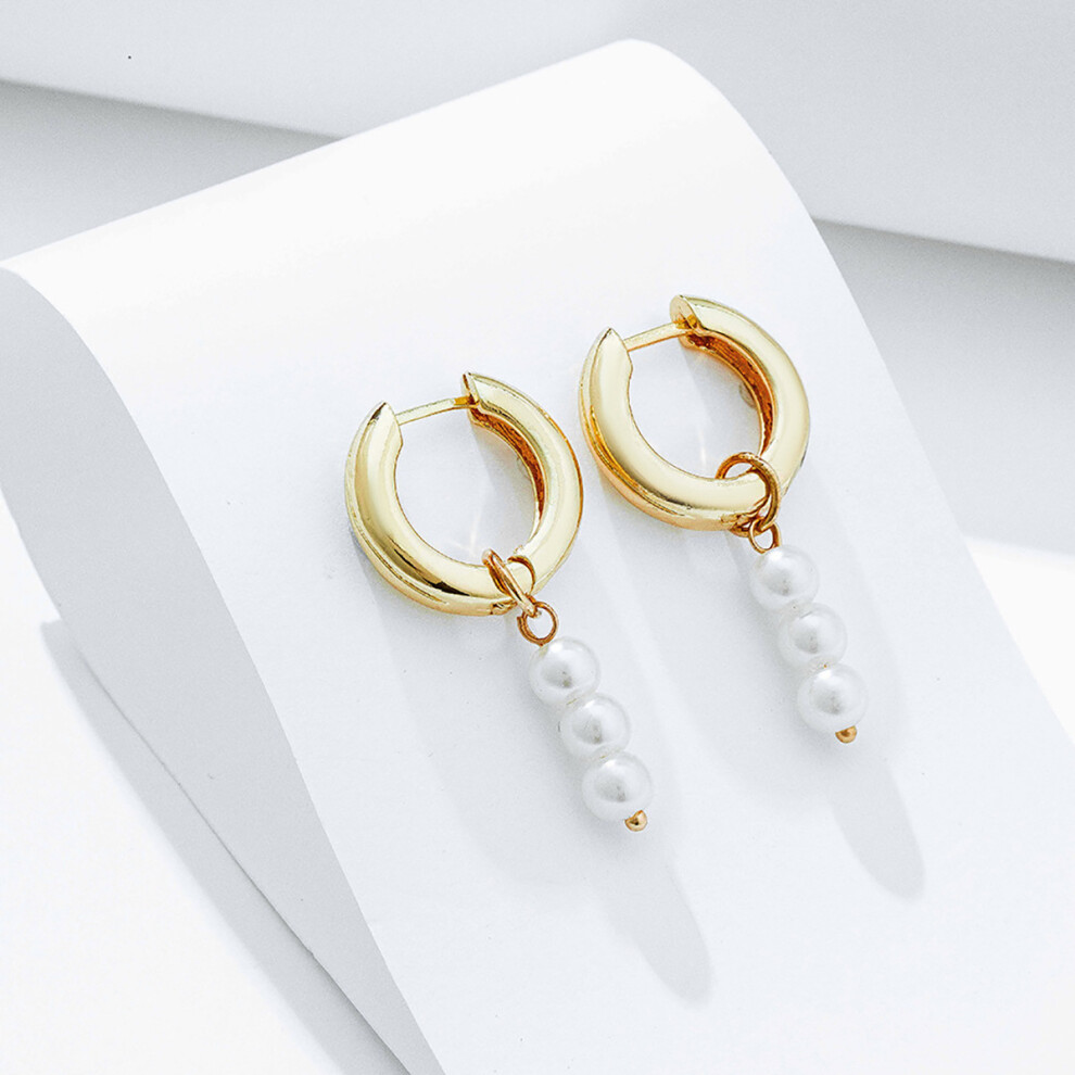 Elegant Dangle Pearl Earrings Modern Geometric Shape Perfect For Any Occasion - Image 4