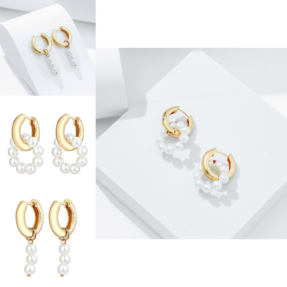 Elegant Dangle Pearl Earrings Modern Geometric Shape Perfect For Any Occasion