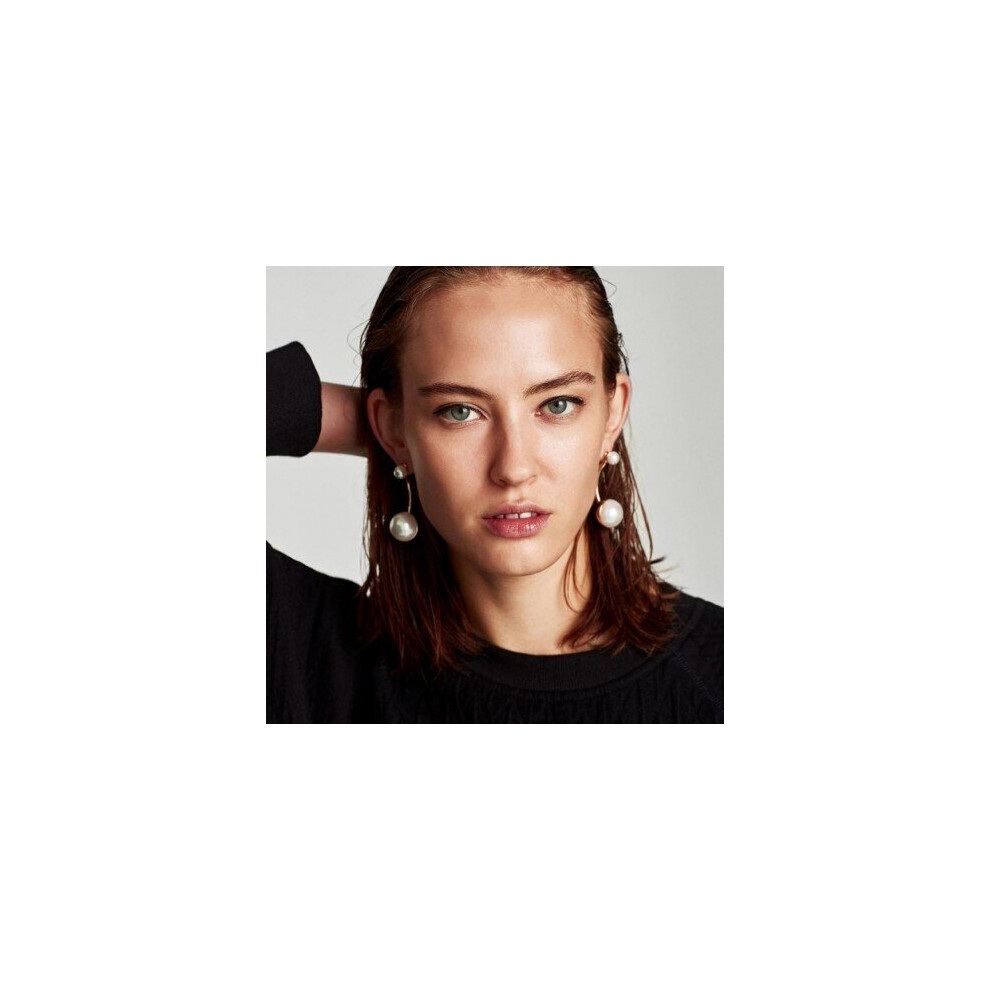 Elegant Imitation Pearl Earrings For Women Simple Round Beads Earrings Gold Color Jewelry Classic Earrings 2017