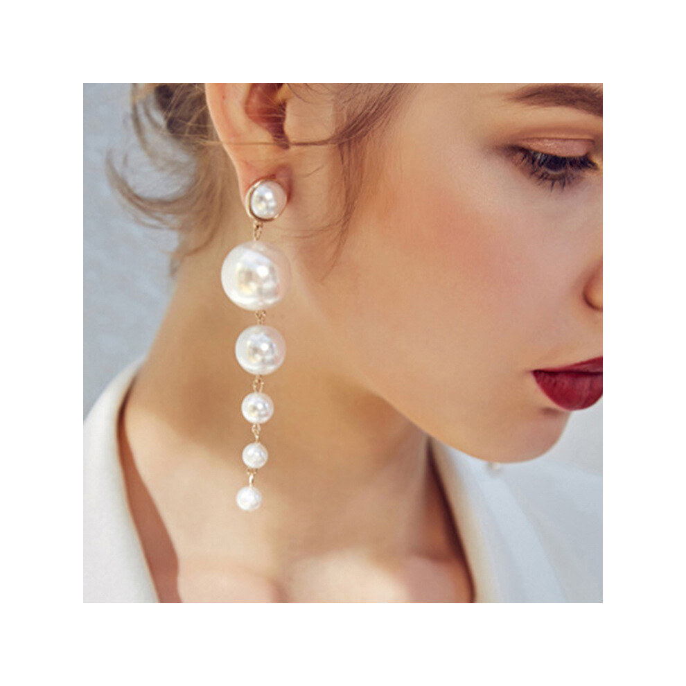 Elegant Long Pearl Earrings With Gradient Design Chic And Stylish Accessories - Image 4