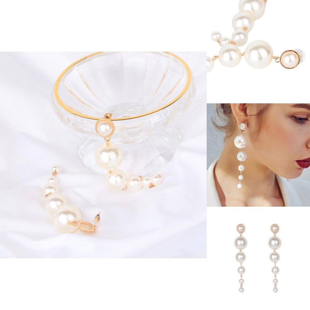 Elegant Long Pearl Earrings With Gradient Design Chic And Stylish Accessories