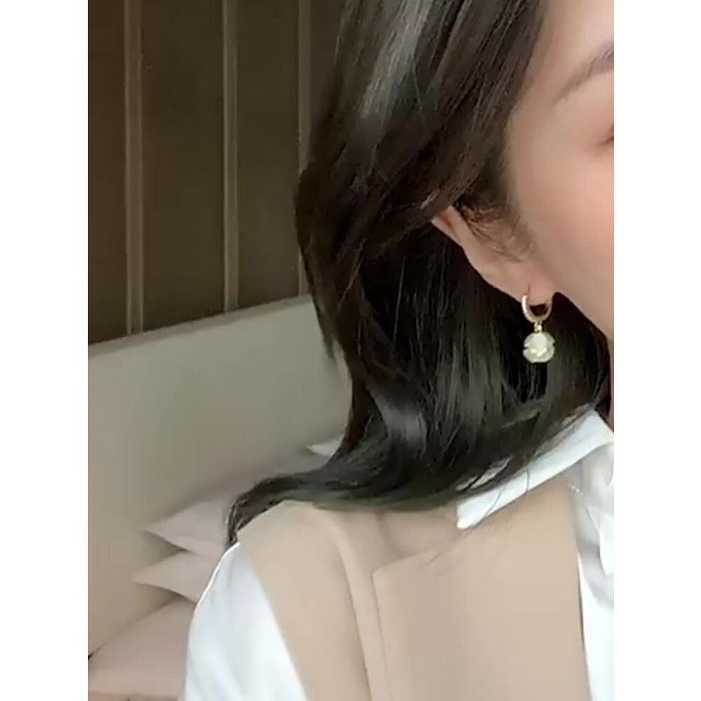 Elegant Moonstone Dangle Earrings - Exquisite Ball Design, Luxury Copper Jewelry, Delicate Female Gift - Image 3