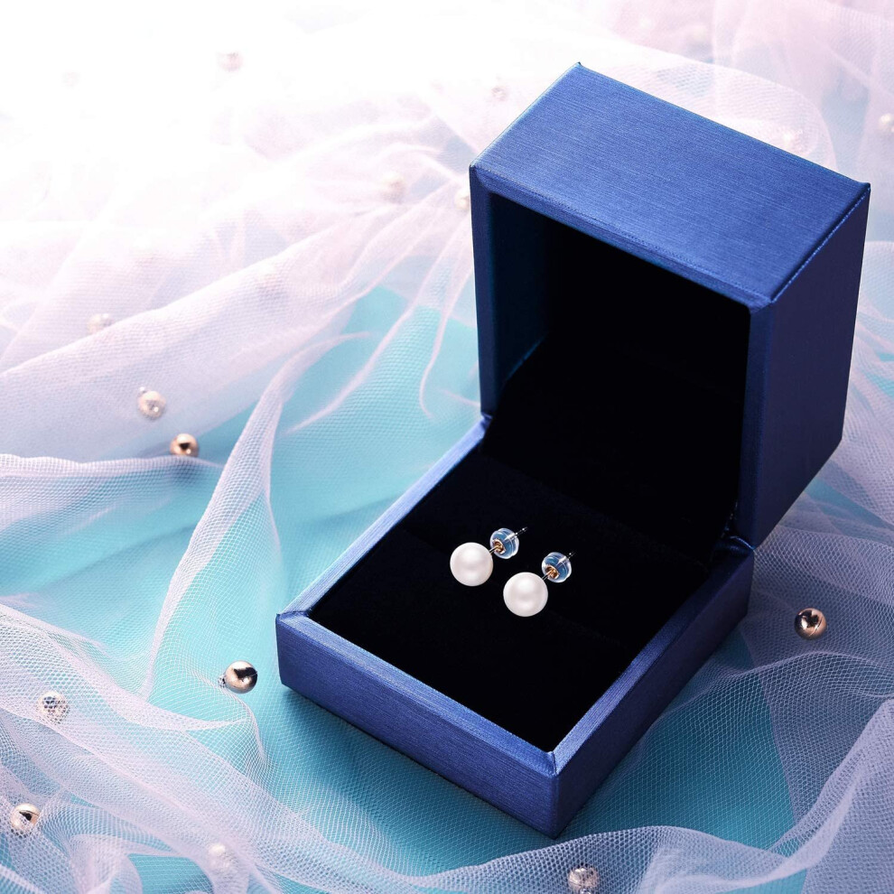 Esberry 14K Gold AAAA+ Handpicked Near Round Freshwater Cultured White Pearl Earrings Studs Set for Women and Girls - Image 6