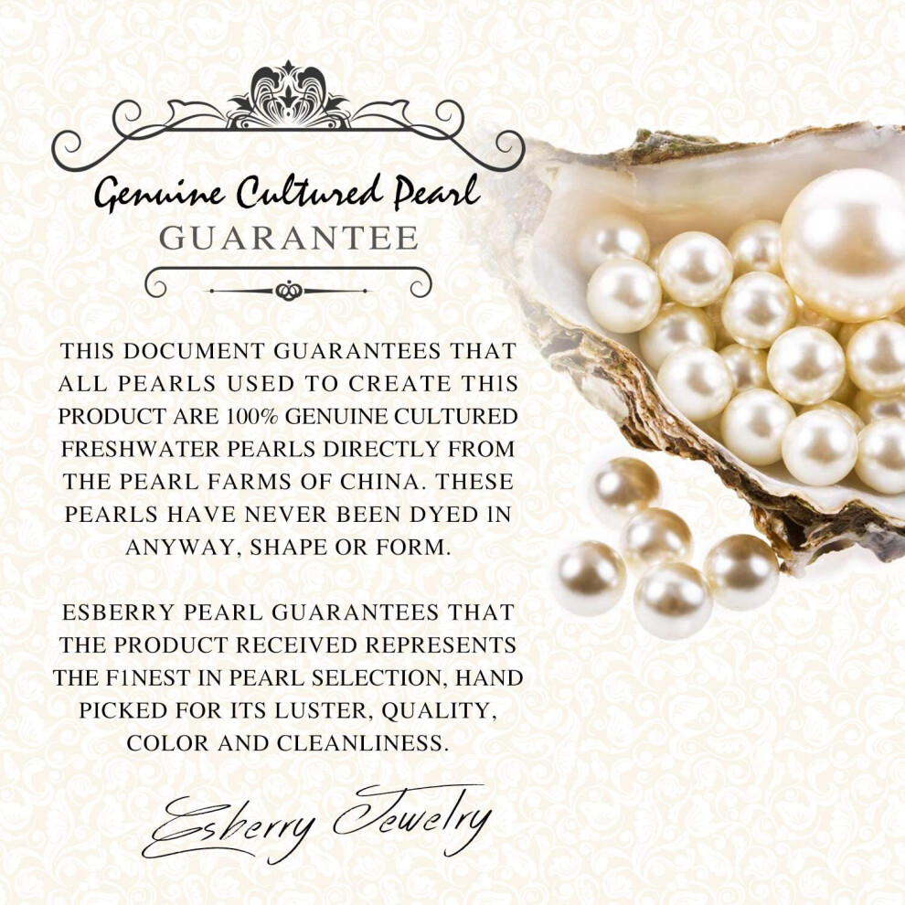 Esberry 14K Gold AAAA+ Handpicked Near Round Freshwater Cultured White Pearl Earrings Studs Set for Women and Girls - Image 7