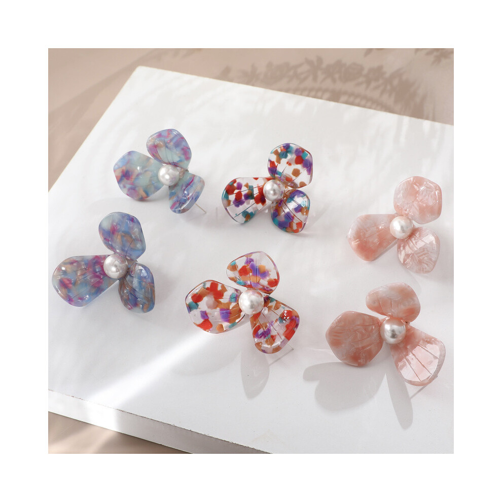 Exaggerated face thin oil painting feeling retro large flower pearl earrings DIY jewelry earrings accessories materials - Image 2