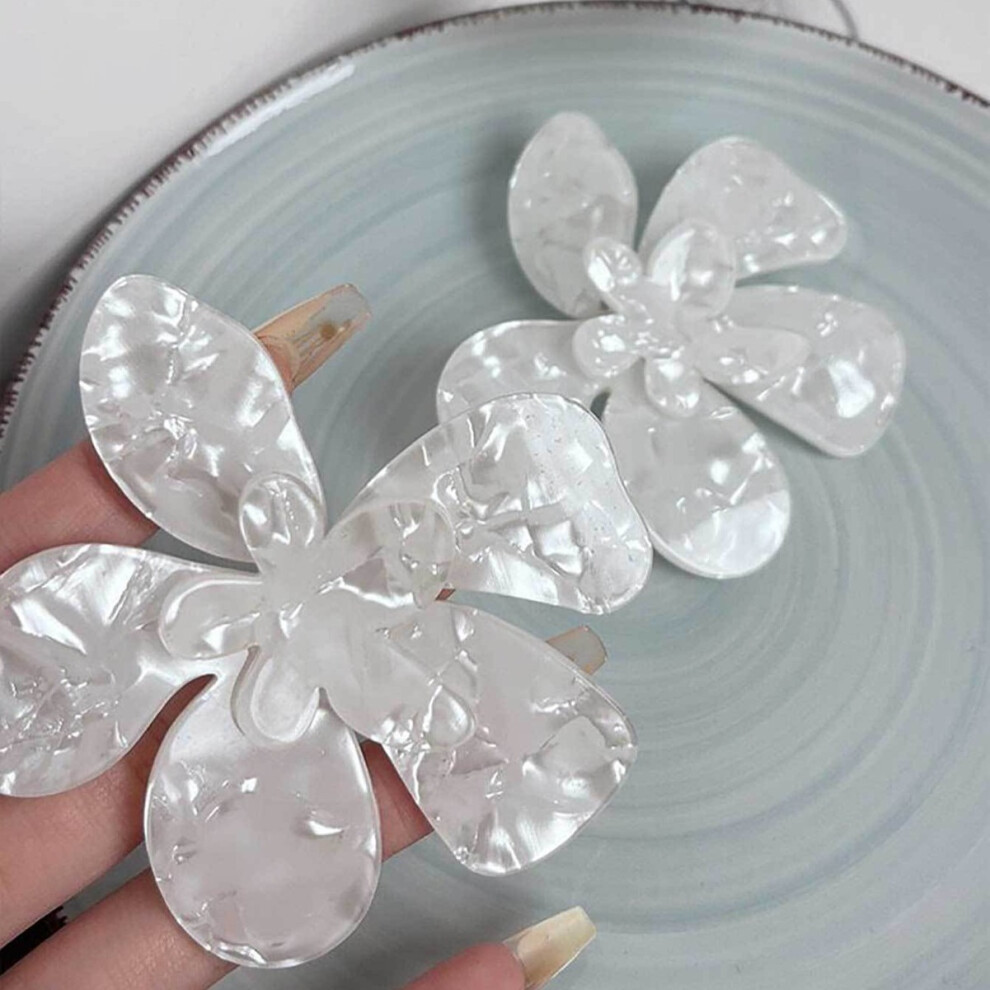 Exaggerated oversized acrylic large flower stud earrings - Image 5
