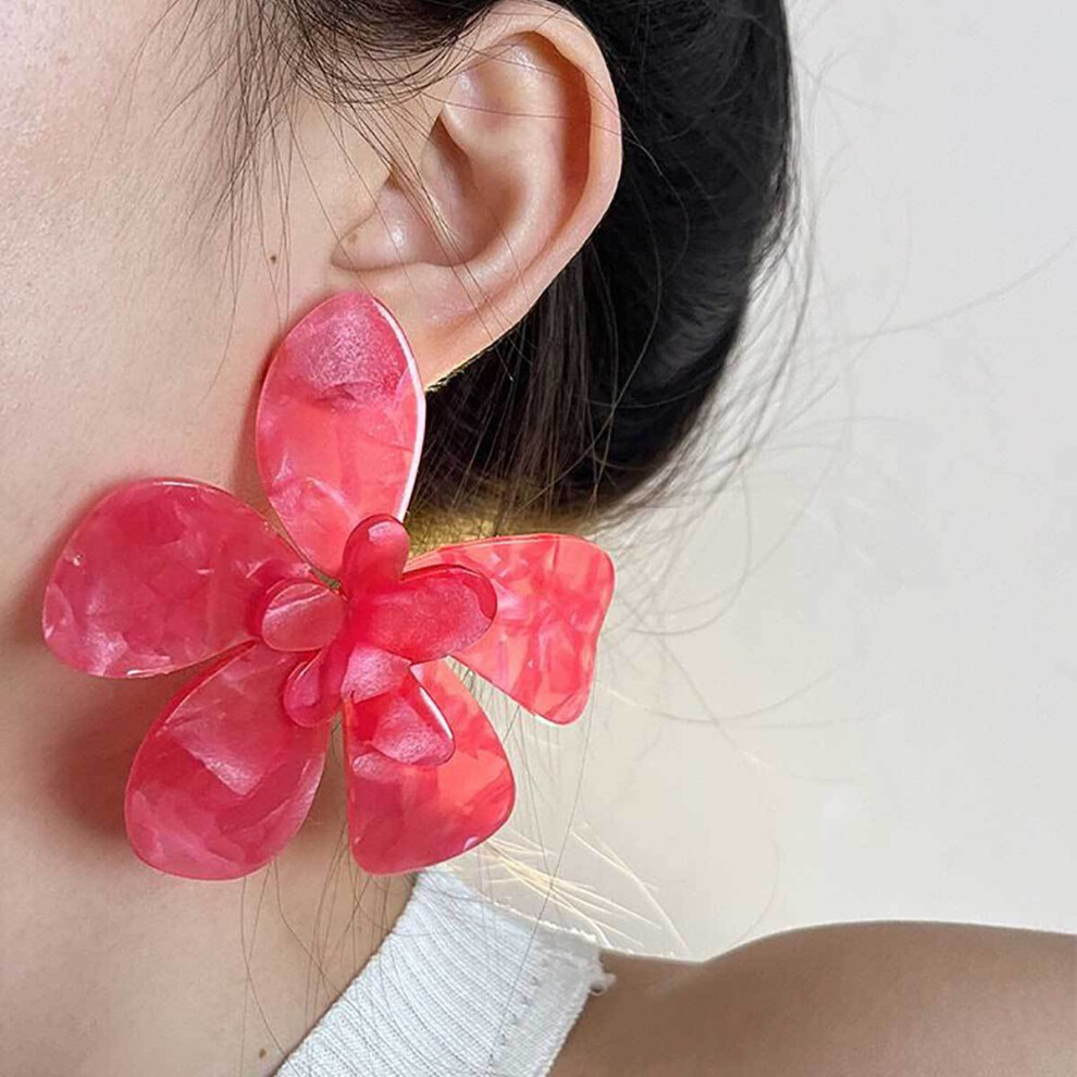 Exaggerated oversized acrylic large flower stud earrings - Image 6