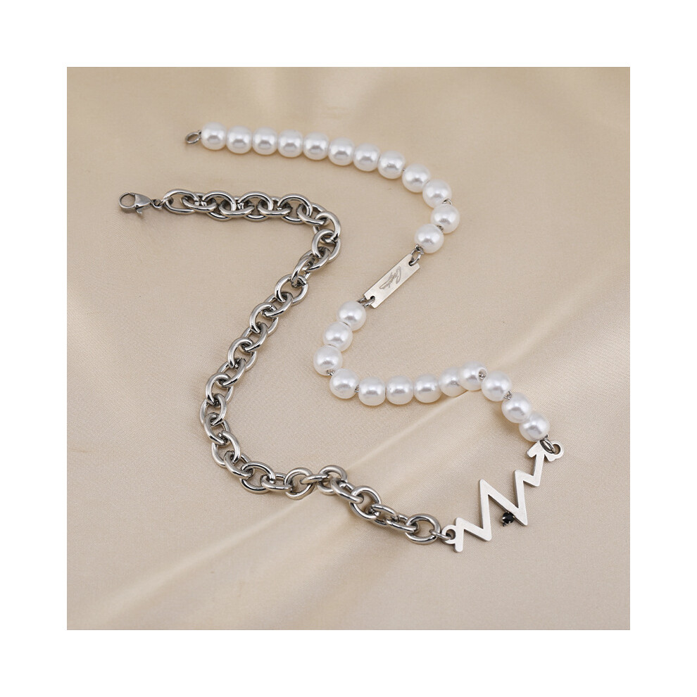 Eyecatching Titanium Steel Heart Necklace With Pearl Inlay For Women Fall Fashion - Image 6
